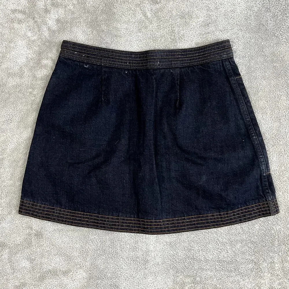 Abercrombie & Fitch Denim Mini Skirt Womens 2 Front Zip Dark Wash Y2K Style NWT - Picture 6 of 9